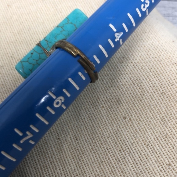 Artisan handmade reconstructed turquoise statement ring and bracelet boho - Picture 6 of 7